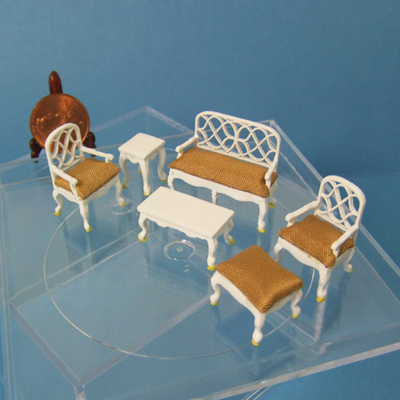 Q6205-09 White Living Room set for 1/4" scale dollhouse